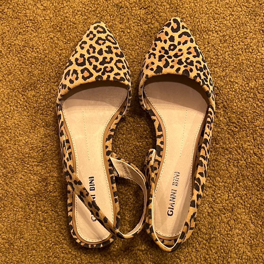 Gianni Bini Kiranne Leopard Suede Slingback Flat